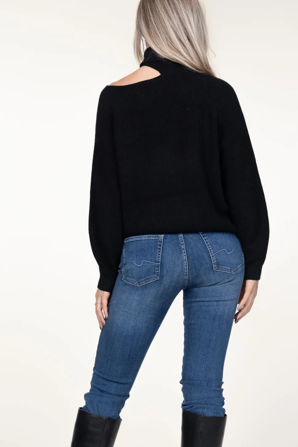 Knitted Sweater With Cut-Outs Marenna | Black... | Dante 6 | Little Soho