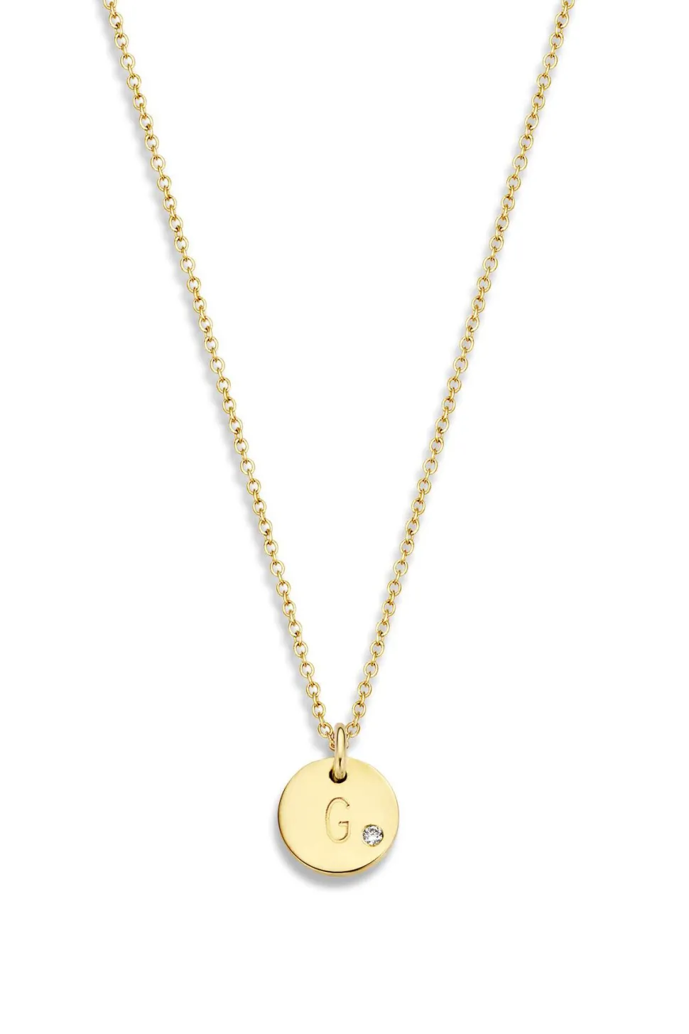 14Kt Golden Necklace Coin Diamond 40 Cm | Yellow Gold... | Just Franky | Little Soho
