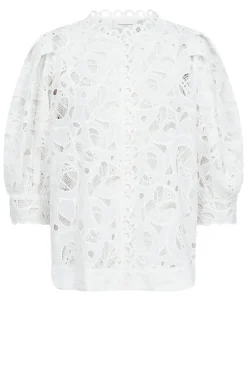 Lace Blouse With Puffed Sleeves Mala | Natural... | Copenhagen Muse | Little Soho