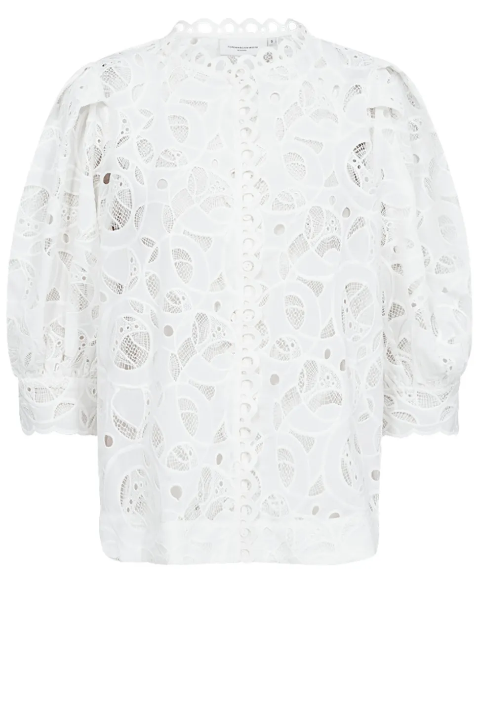Lace Blouse With Puffed Sleeves Mala | Natural... | Copenhagen Muse | Little Soho