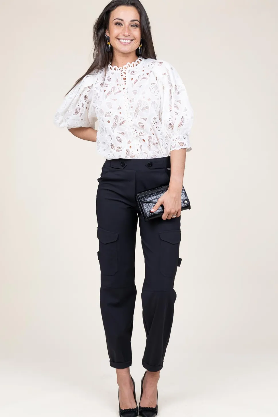 Lace Blouse With Puffed Sleeves Mala | Natural... | Copenhagen Muse | Little Soho