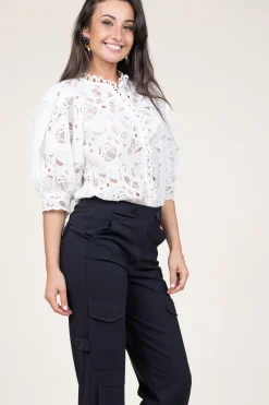Lace Blouse With Puffed Sleeves Mala | Natural... | Copenhagen Muse | Little Soho
