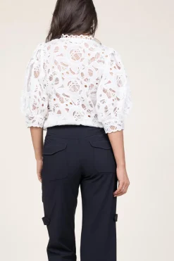 Lace Blouse With Puffed Sleeves Mala | Natural... | Copenhagen Muse | Little Soho