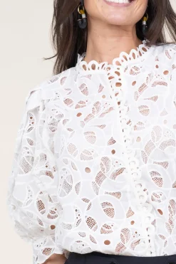 Lace Blouse With Puffed Sleeves Mala | Natural... | Copenhagen Muse | Little Soho