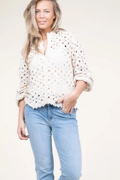 Lace Blouse With Puffed Sleeves Afira | Natural... | Dante 6 | Little Soho