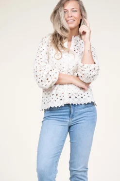 Lace Blouse With Puffed Sleeves Afira | Natural... | Dante 6 | Little Soho