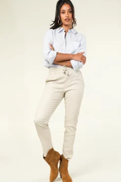 Lamb Leather Stretch Joggers Naomi | Almond... | Studio Ar | Little Soho