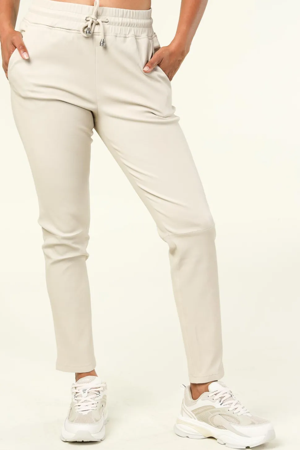 Lamb Leather Stretch Joggers Naomi | Almond... | Studio Ar | Little Soho