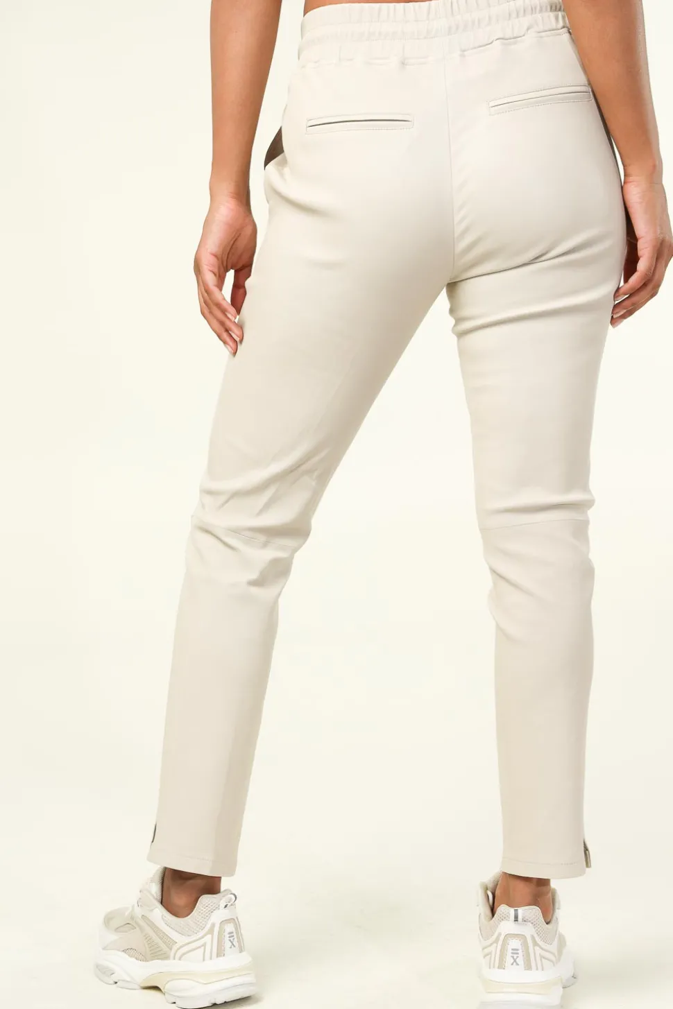 Lamb Leather Stretch Joggers Naomi | Almond... | Studio Ar | Little Soho