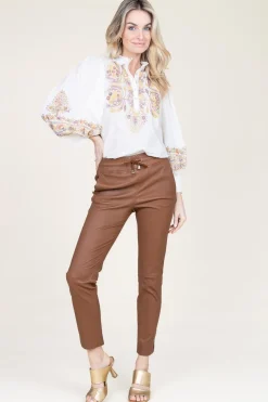 Lambskin Stretch Jogger Naomi | Camel... | Studio Ar | Little Soho