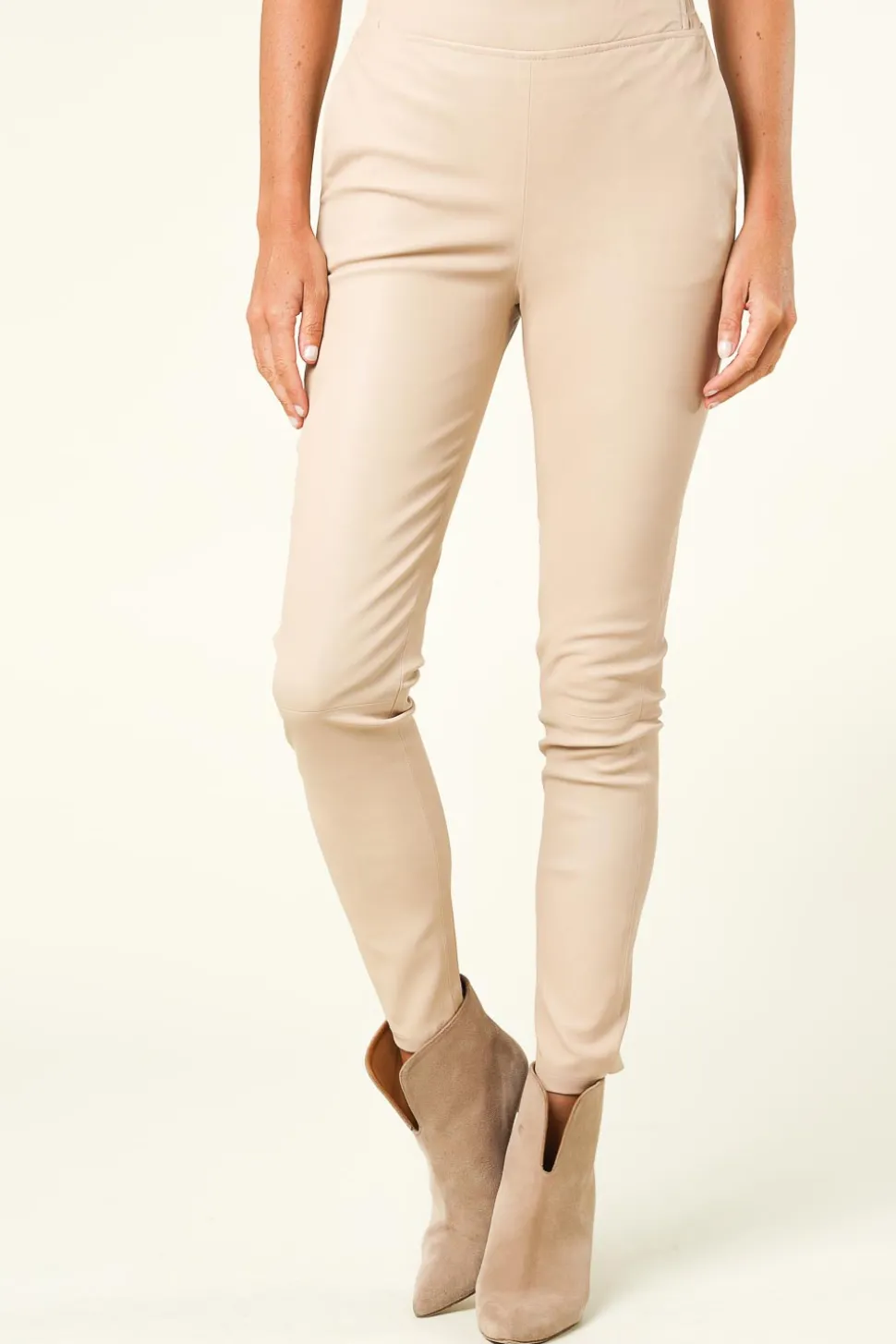 Lambskin Stretch Leggings Lebon | Natural | Dante 6 | Little Soho