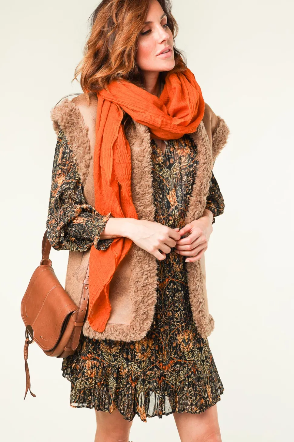 Large Soft Wool Blend Scarf Lilly | Orange... | Moment Amsterdam | Little Soho