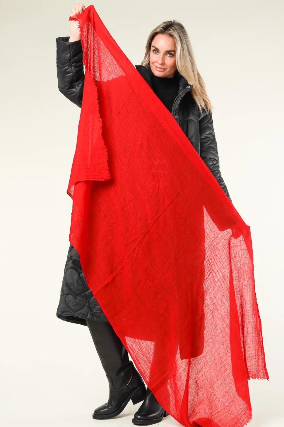 Large Soft Wool Blend Scarf Lilly | Red... | Moment Amsterdam | Little Soho