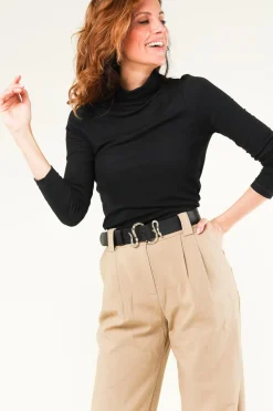 Leather Belt With Snake Buckle Snake | Black... | Depeche | Little Soho
