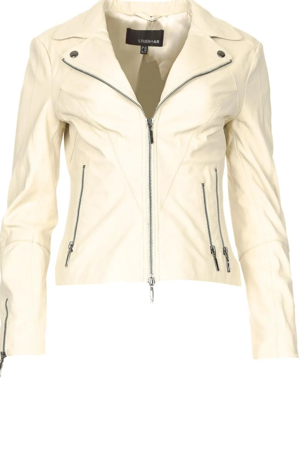 Leather Biker Jacket Cherry | Natural... | Studio Ar | Little Soho