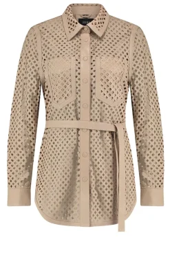 Leather Blouse Tjez | Taupe... | Ibana | Little Soho