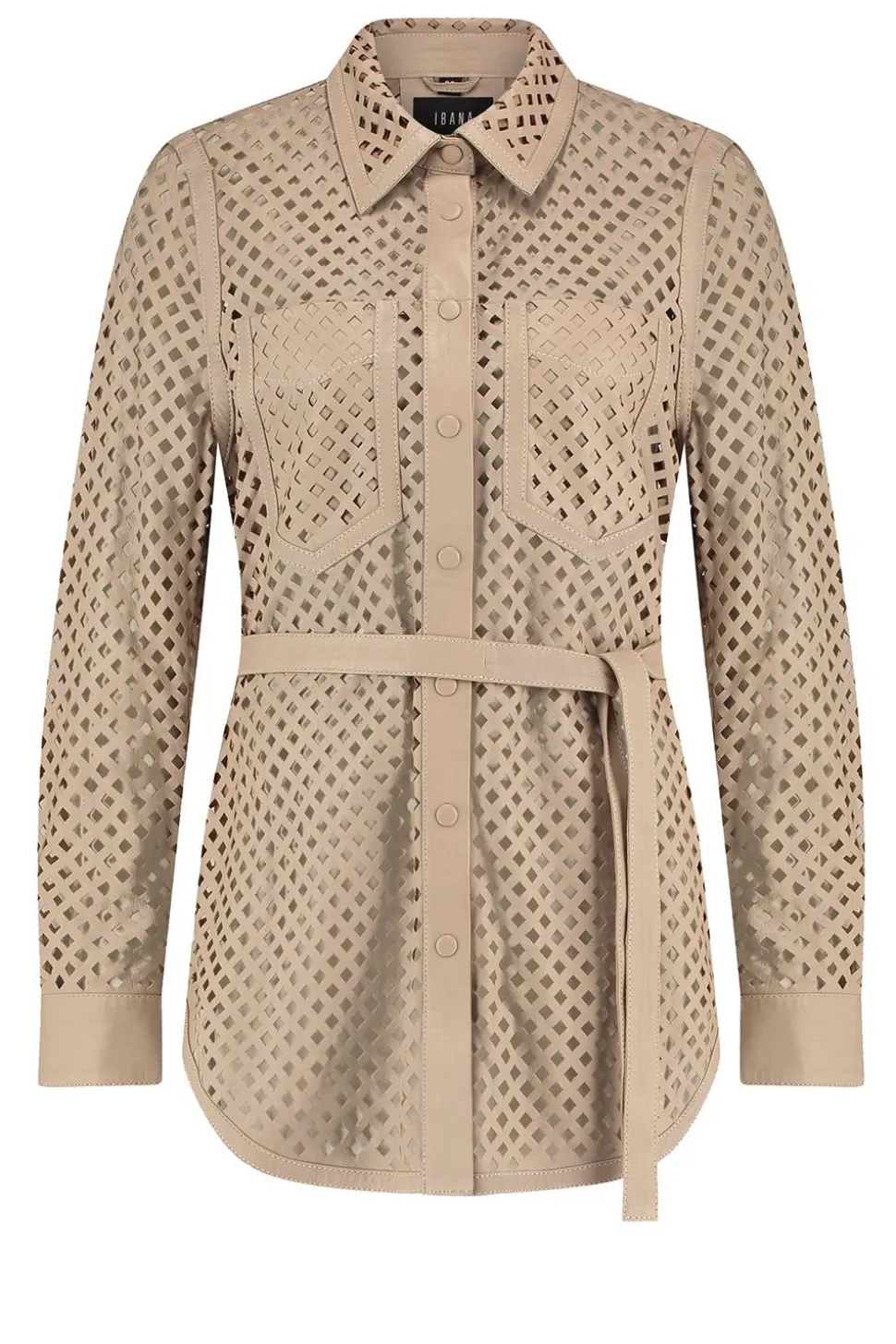 Leather Blouse Tjez | Taupe... | Ibana | Little Soho
