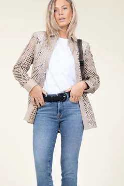 Leather Blouse Tjez | Taupe... | Ibana | Little Soho