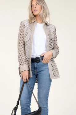 Leather Blouse Tjez | Taupe... | Ibana | Little Soho