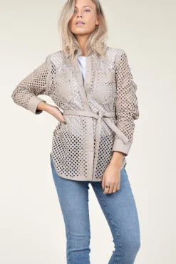 Leather Blouse Tjez | Taupe... | Ibana | Little Soho