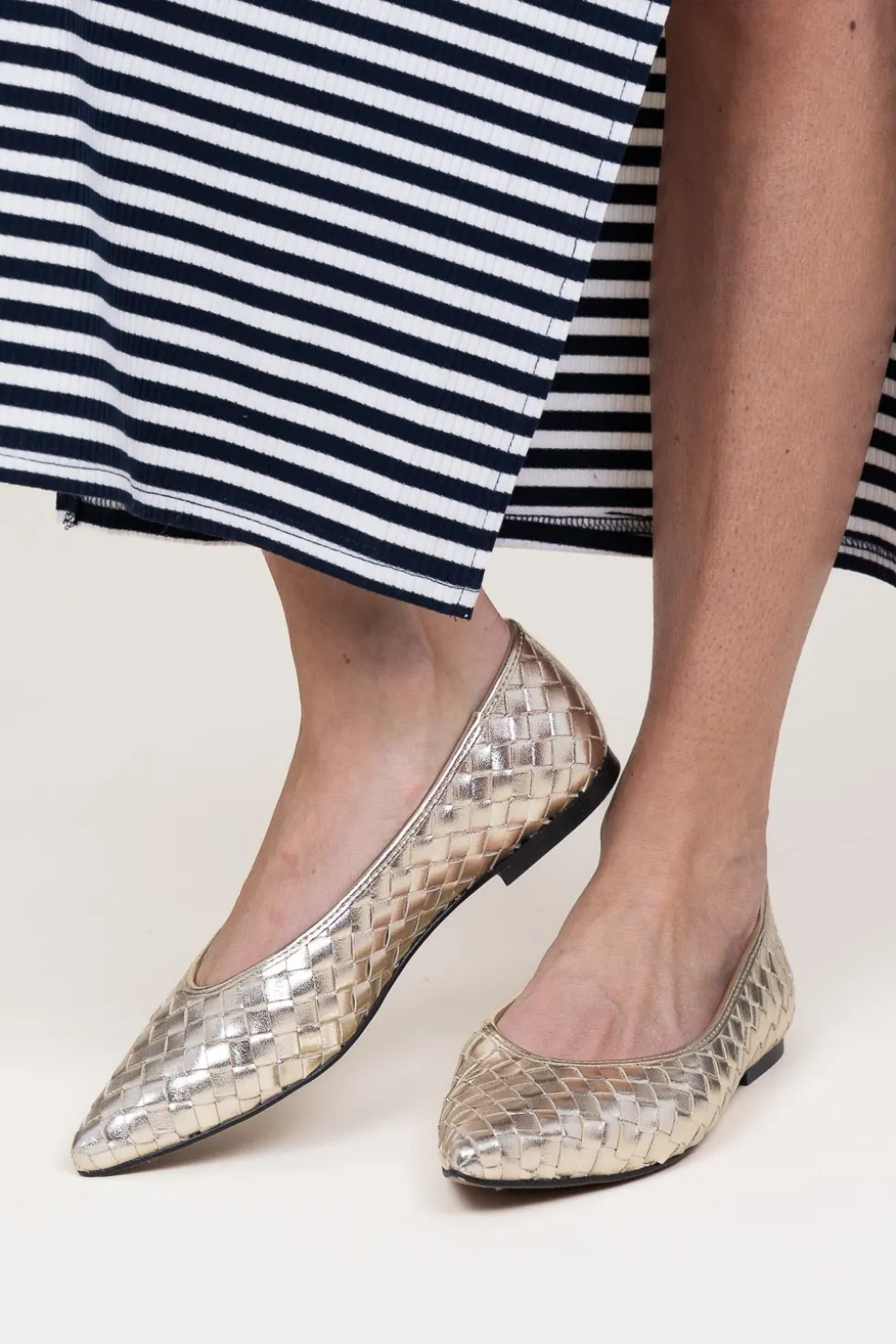 Leather Braided Flats Magda | Gold... | Toral | Little Soho