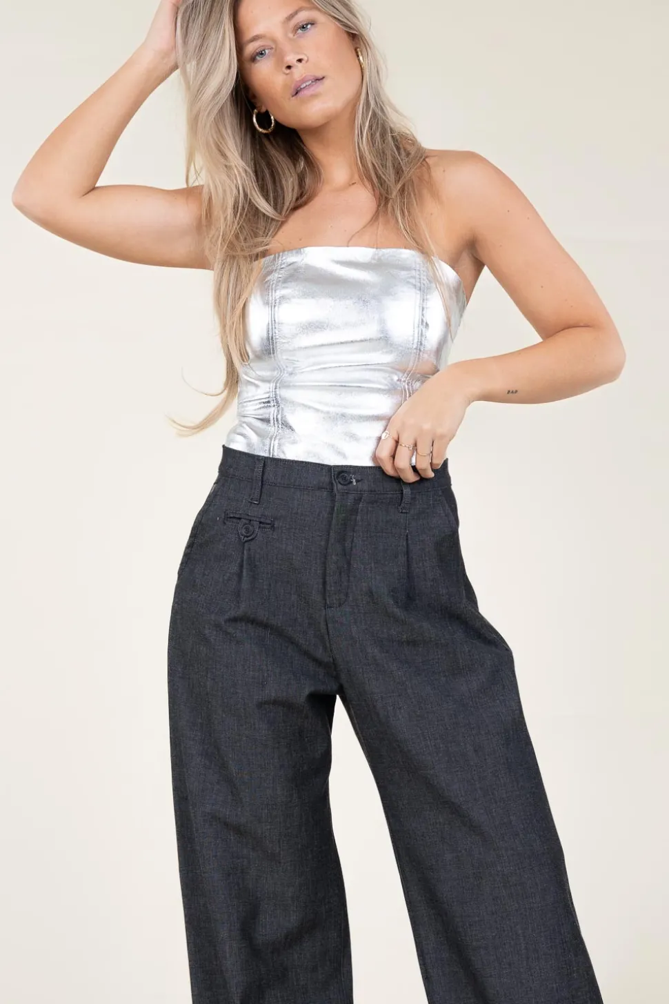 Leather Bustier Taar | Silver... | Ibana | Little Soho