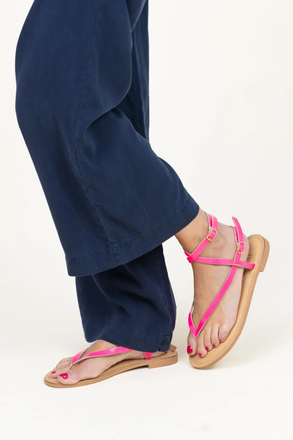 Leather Hand Made Sandals Olive | Pink... | Ivylee Copenhagen | Little Soho