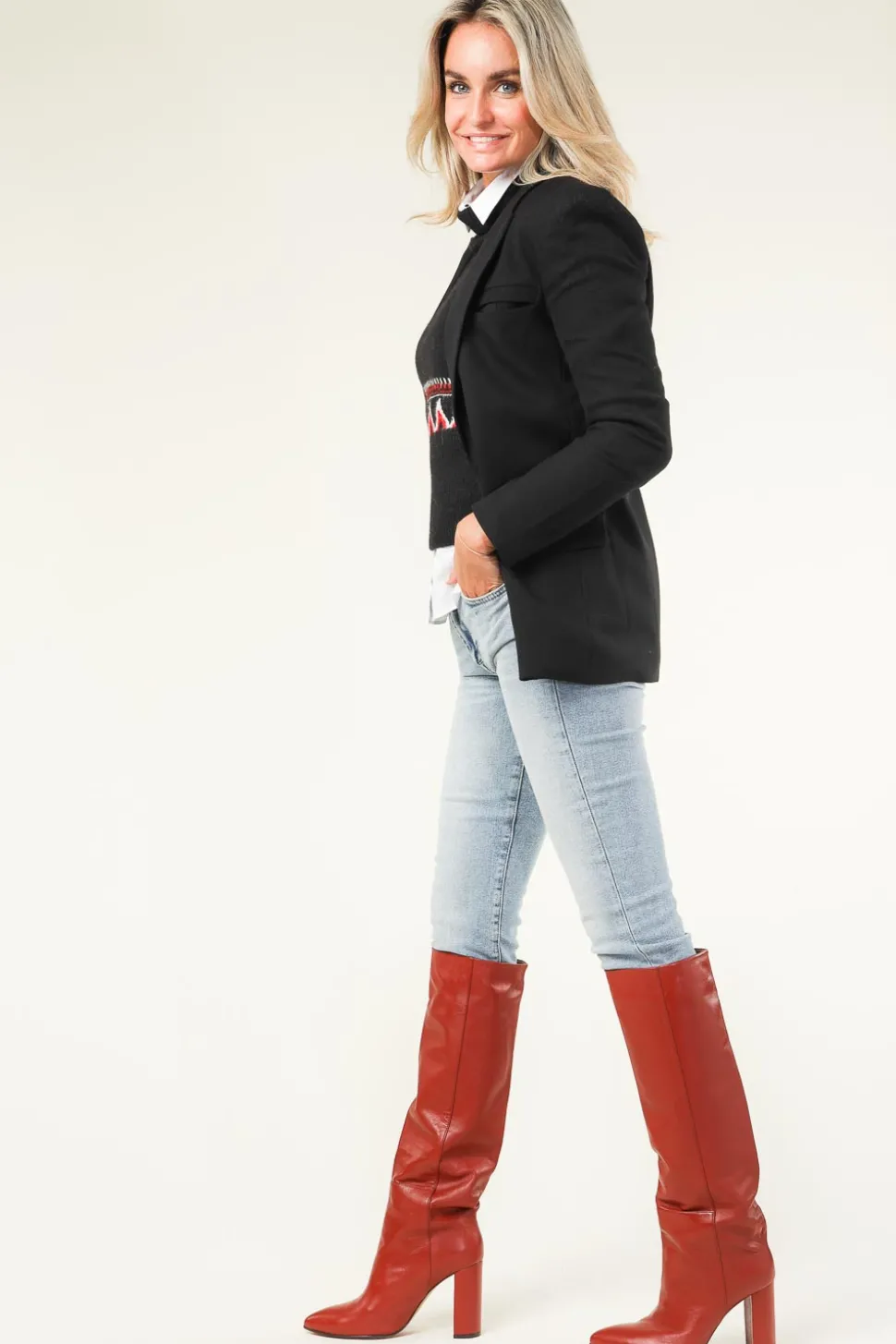 Leather Knee Boots Sofia | Red... | Toral | Little Soho
