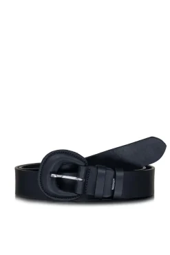 Leather Metallic Belt Positano | Black... | Depeche | Little Soho