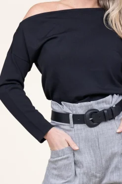 Leather Metallic Belt Positano | Black... | Depeche | Little Soho