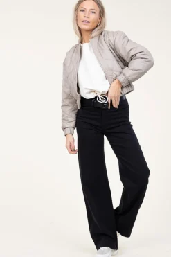 Leather Padded Jacket Jeromy | Taupe... | Ibana | Little Soho