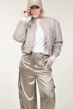 Leather Padded Jacket Jeromy | Taupe... | Ibana | Little Soho