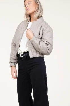 Leather Padded Jacket Jeromy | Taupe... | Ibana | Little Soho