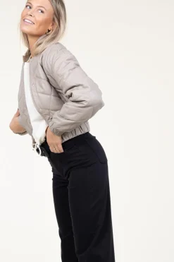 Leather Padded Jacket Jeromy | Taupe... | Ibana | Little Soho