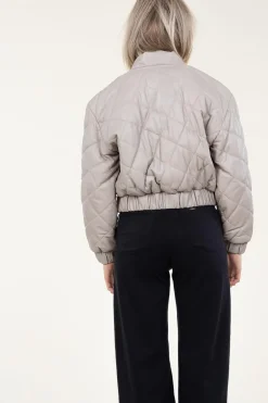 Leather Padded Jacket Jeromy | Taupe... | Ibana | Little Soho