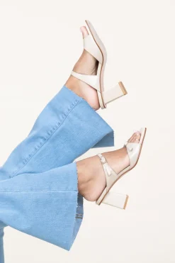 Leather Sandals With Heel Marcelle | Green... | March23 | Little Soho