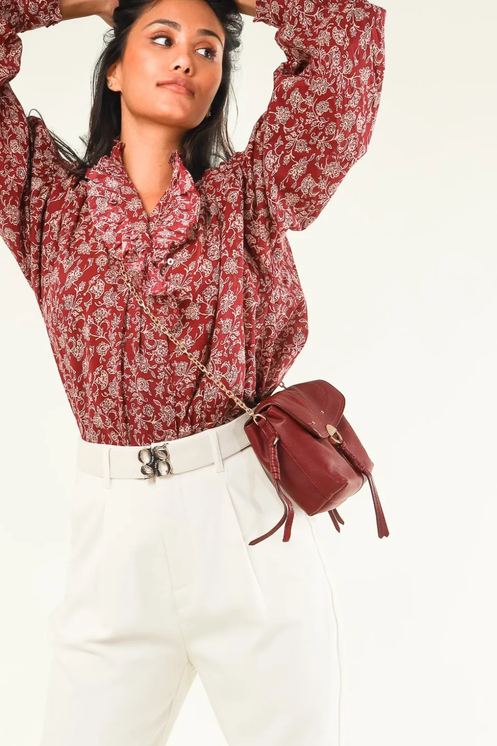 Leather Schoudertas Othilia Small | Bordeaux... | Vanessa Bruno | Little Soho