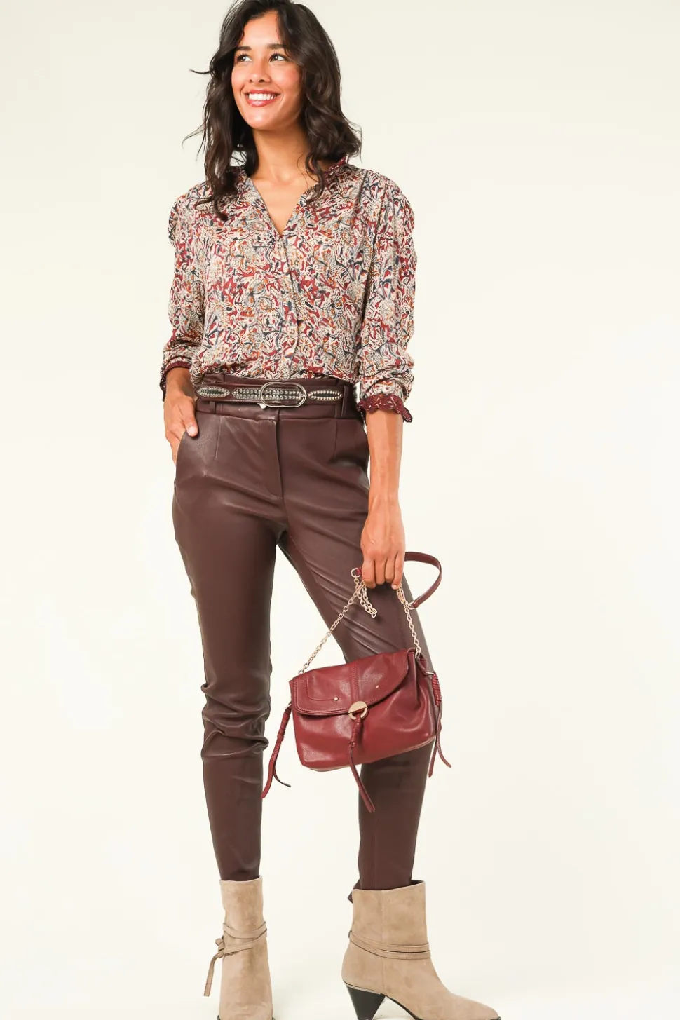 Leather Schoudertas Othilia Small | Bordeaux... | Vanessa Bruno | Little Soho