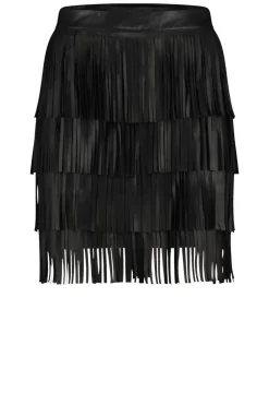Leather Skirt With Frills Sivan | Black... | Ibana | Little Soho