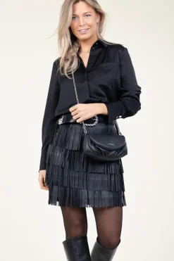 Leather Skirt With Frills Sivan | Black... | Ibana | Little Soho