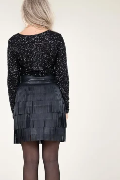 Leather Skirt With Frills Sivan | Black... | Ibana | Little Soho
