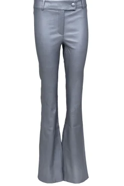 Leather Stretch Flared Pants Jaela | Silver... | Studio Ar | Little Soho