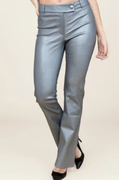 Leather Stretch Flared Pants Jaela | Silver... | Studio Ar | Little Soho