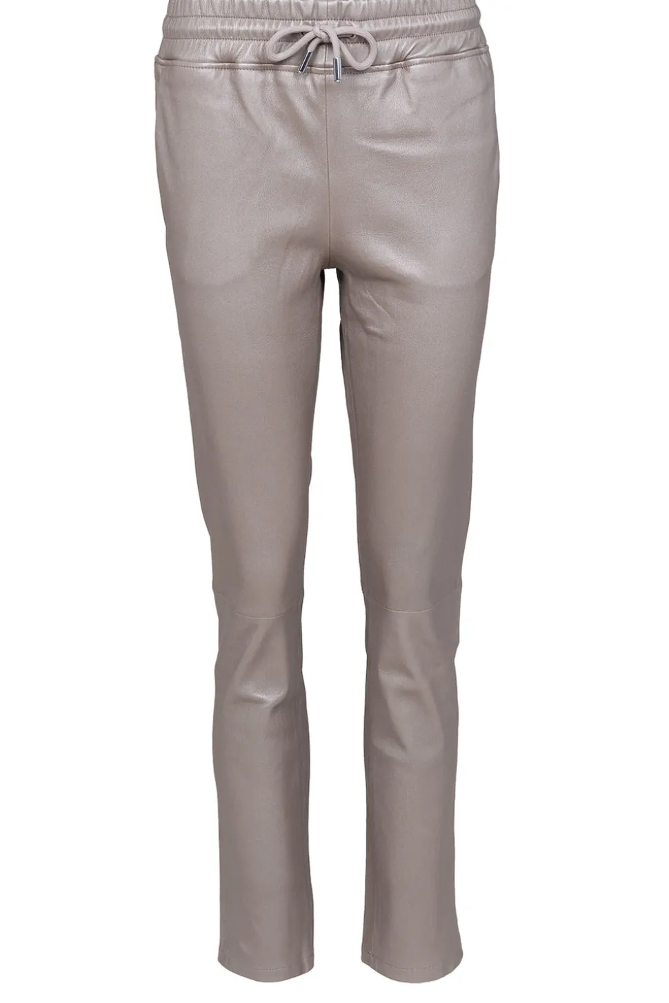 Leather Stretch Jogger Naomi | Taupe Metallic... | Studio Ar | Little Soho