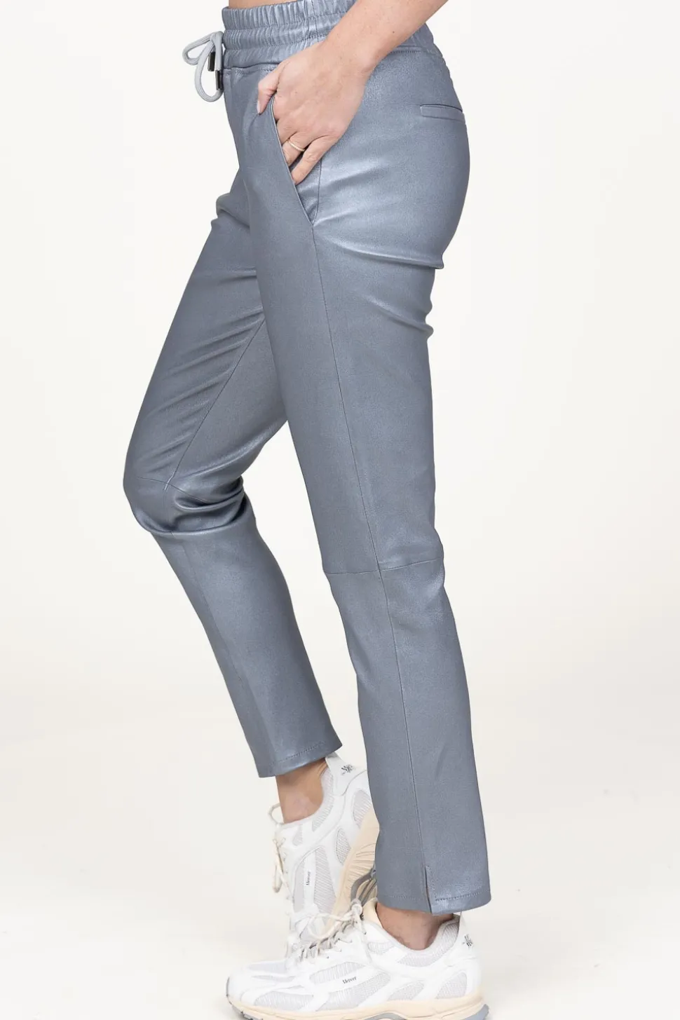 Leather Stretch Jogger Naomi | Silver... | Studio Ar | Little Soho