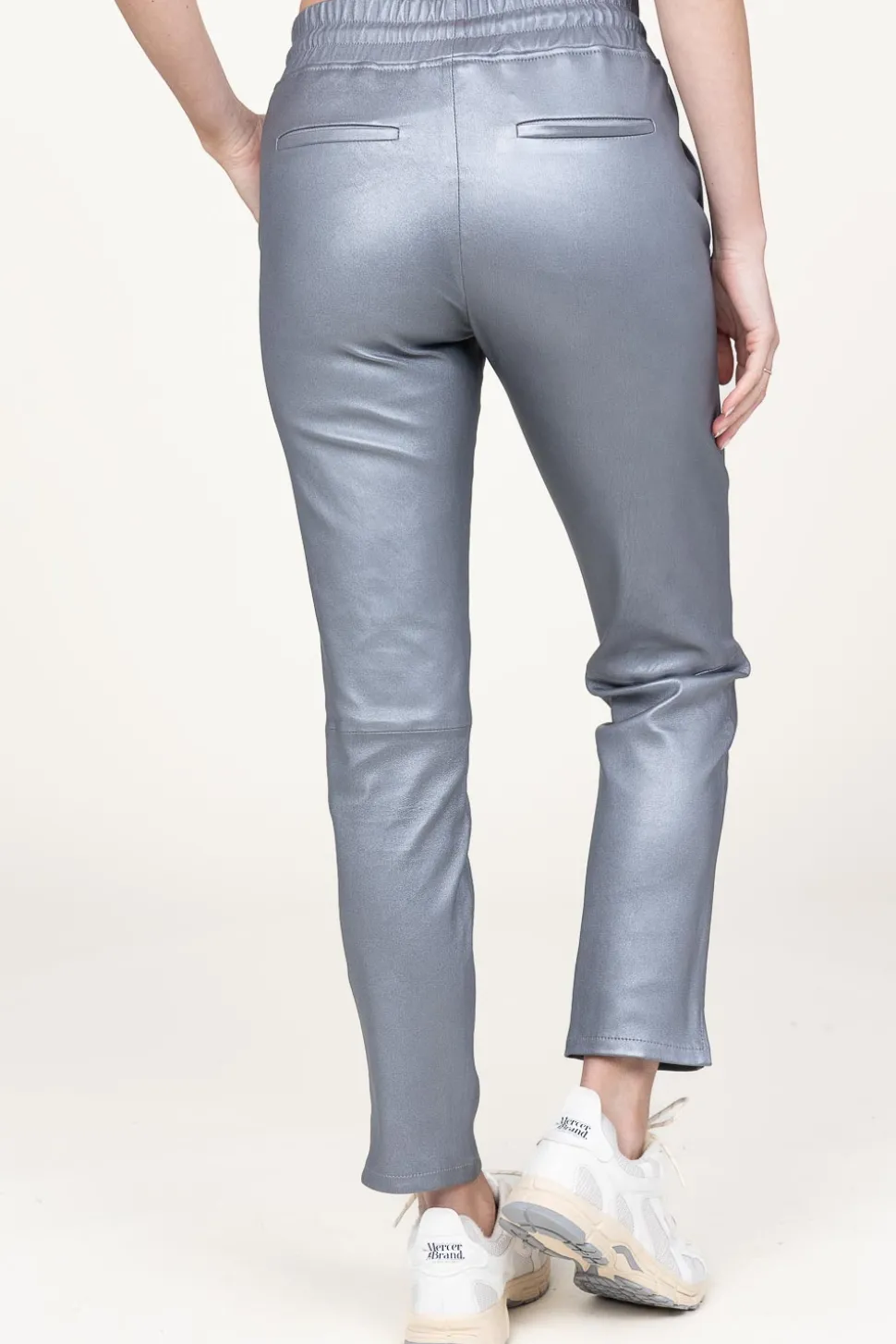 Leather Stretch Jogger Naomi | Silver... | Studio Ar | Little Soho