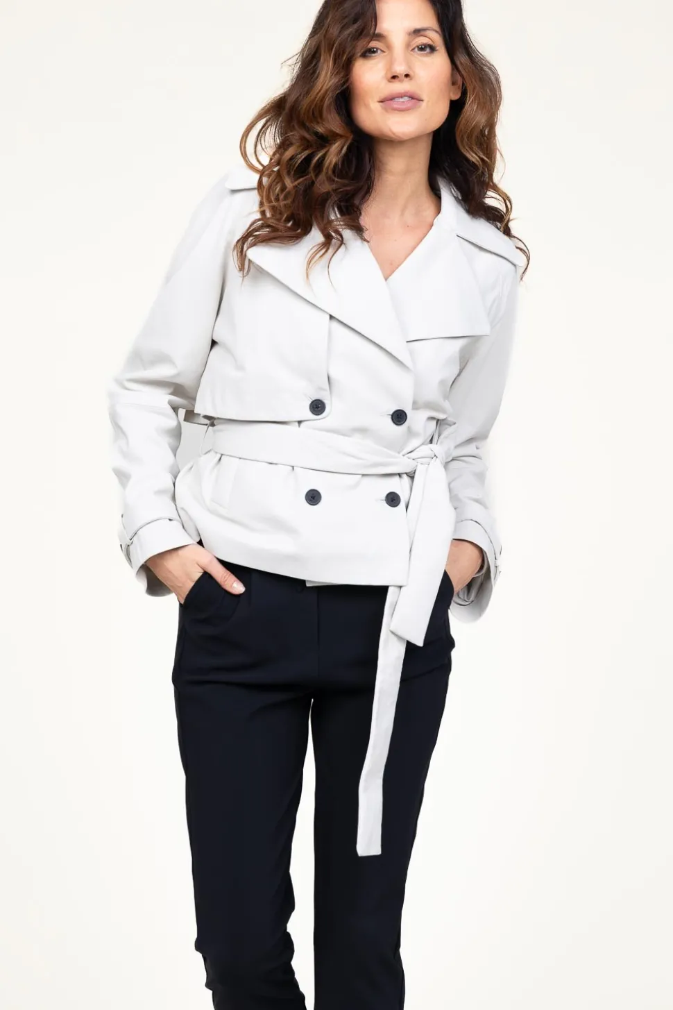 Leather Trenchcoat Anza | White... | Studio Ar | Little Soho