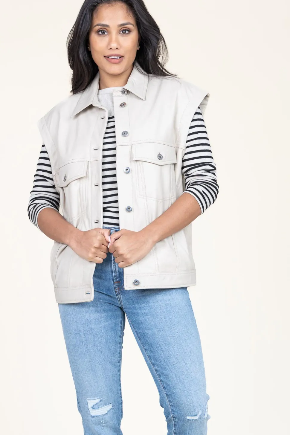 Leather Waistcoat Caro | Natural... | Alter Ego | Little Soho