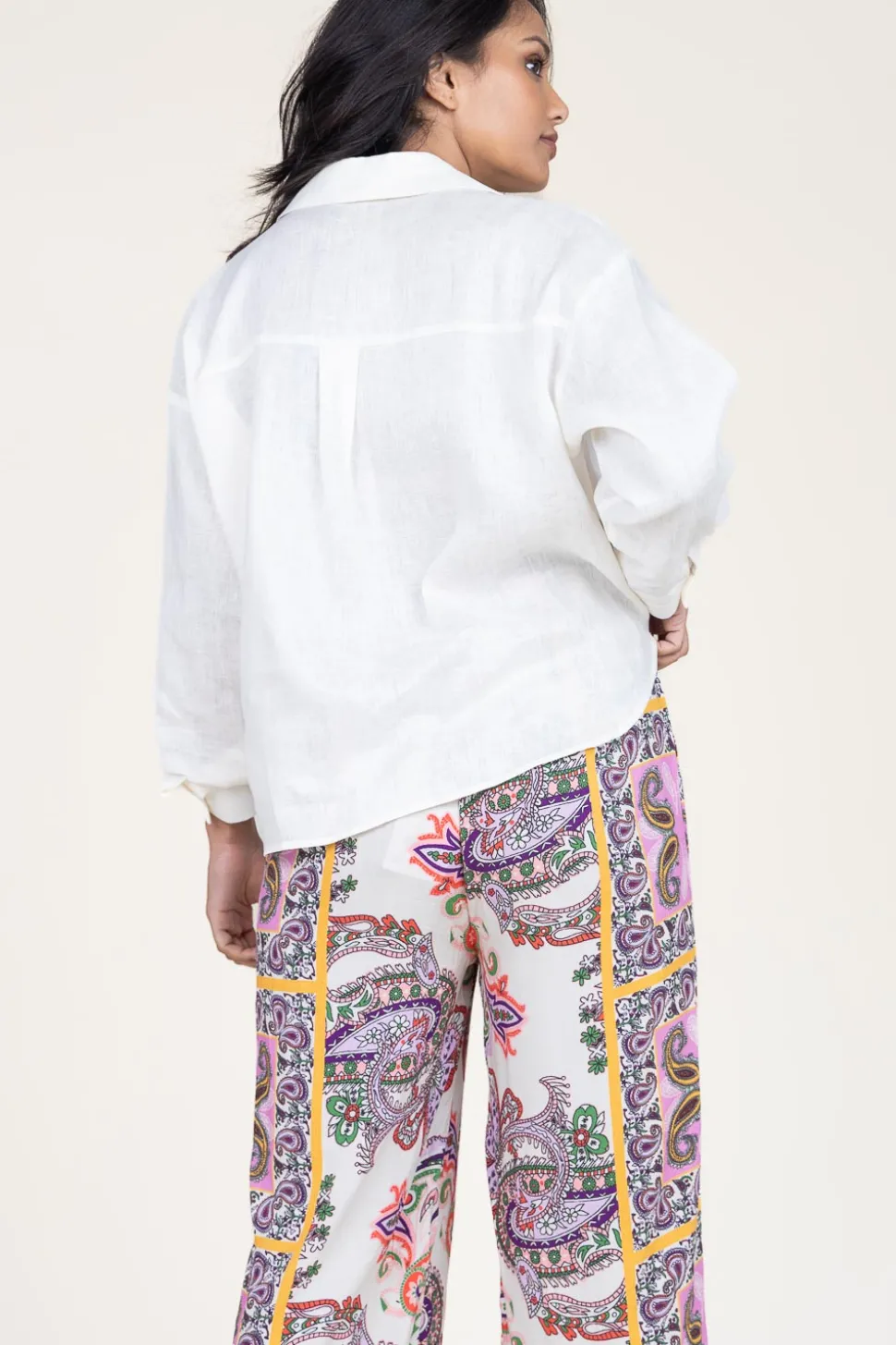 Linen Blouse With Tie Detail Marlin | Natural... | Greek Archaic Kori | Little Soho