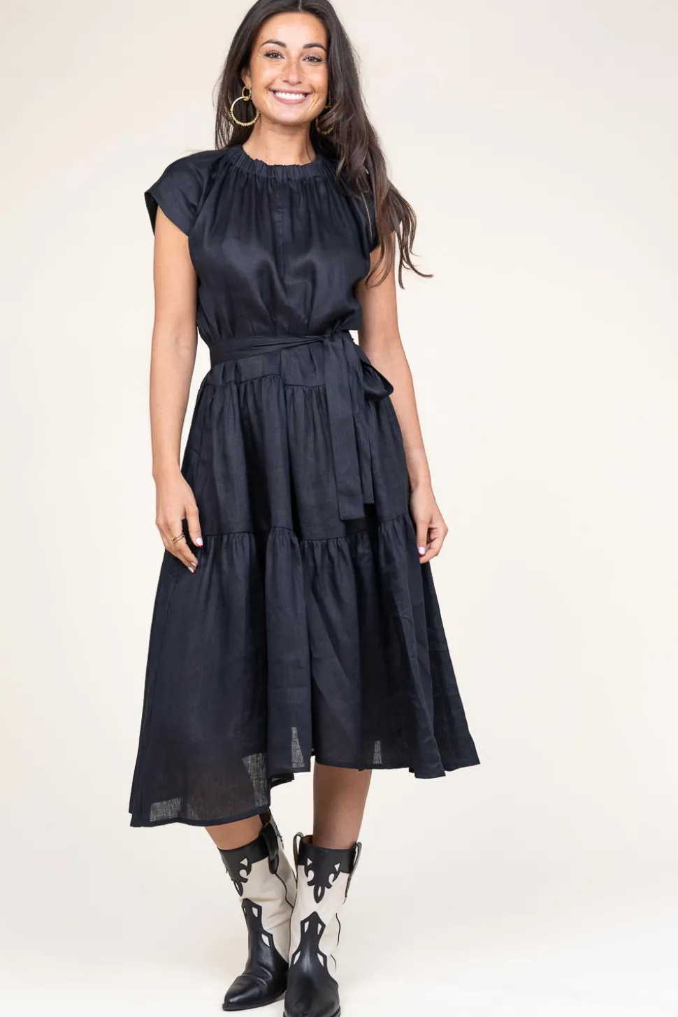 Linen Dress Grace | Black... | Greek Archaic Kori | Little Soho